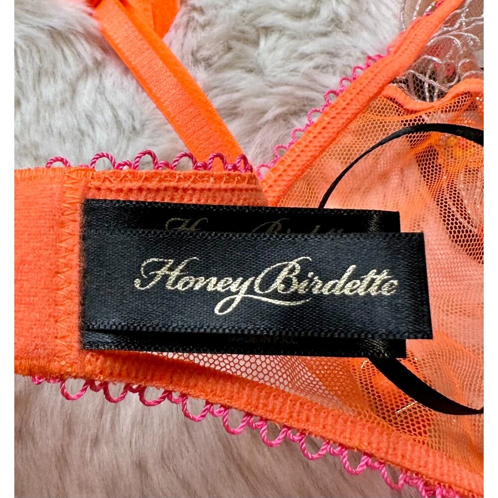 Honey Birdette DIXIE🌼🧡 Bright Orange Lace Garter Small - Picture 3 of 4